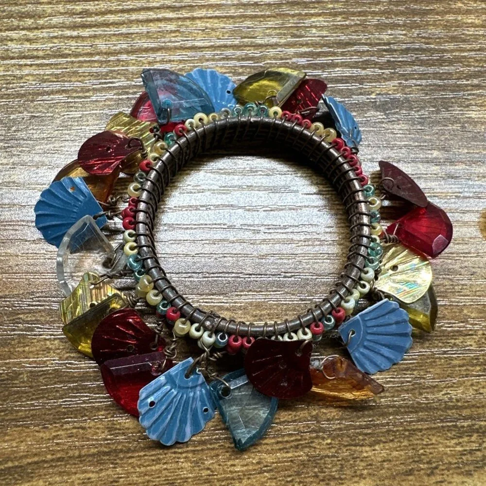 Vintage Bohemian Beaded Napkin Rings Holders Set‎ Of 4 Eclectic Colorful Unique